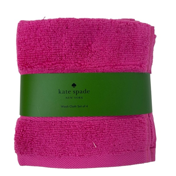 Kate Spade set of 4 Washcloths Vivid Snapdragon Fuchsia Pink NWT - Picture 1 of 6
